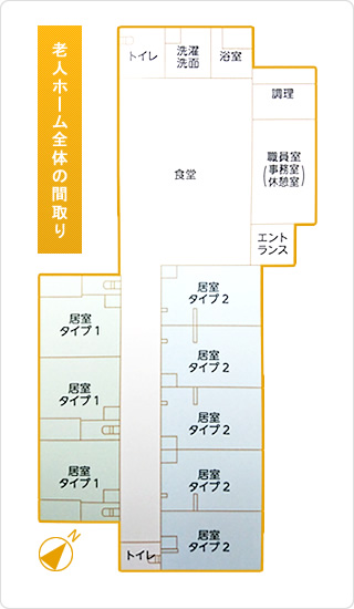 老人ホーム全体の間取りと内容